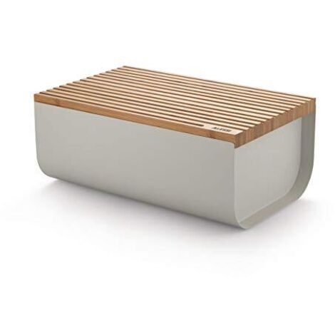 Alessi Mattina BG03 WG - Cassetta per Pane, Acciaio Colorato con Resina Epossidica, Legno di Bambù, Warm Grey