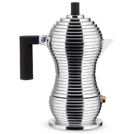 Alessi MDL02/1 B Pulcina Caffettiera Espresso, in PA e Fusione di Alluminio, 1 Tazza, Nero