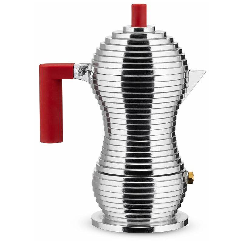 Image of MDL02/1 r Pulcina Caffettiera Espresso, in pa e Fusione di Alluminio, 1 Tazza, Rosso - Alessi