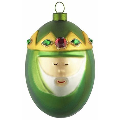 Alessi Melchiorre AMJ13 9 - Pallina di Design per Albero di Natale del Magio Melchiorre in Vetro Soffiato Decorato a Mano, Verde