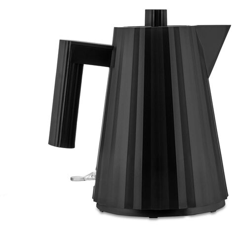 Alessi Plissé MDL06/1BUK - Bollitore Elettrico di Design, in Resina Termoplastica, Presa Inglese 2400W, 100cl, Nero
