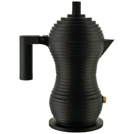 Alessi Pulcina MDL02/1 BB Caffettiera Espresso di Design, in Fusione di Alluminio con Manico e Pomolo in PA, 1 Tazza, Nero