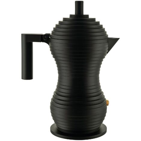 Alessi Pulcina MDL02/3 BB Caffettiera Espresso di Design, in Fusione di Alluminio con Manico e Pomolo in PA, 3 Tazze, Nero