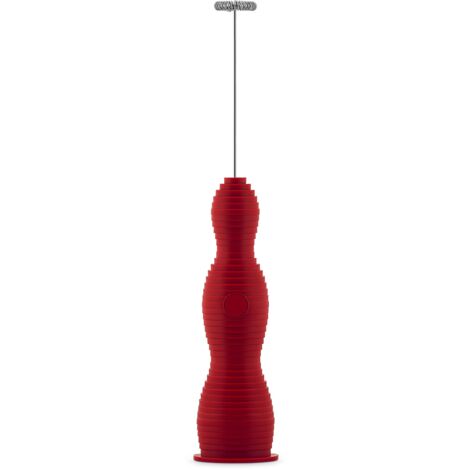 Alessi Pulcina MDL11 R Frullino Montalatte di Design, in Resina Termoplastica, Frusta in Acciaio e Batteria Ricaricabile, Rosso