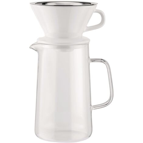 Alessi Slow Coffee KT01S1 - Set per Slow Coffee di Design, Composto da Caraffa, Portafiltro e Filtro in Rete, in Acciaio Inossidabile 18/10