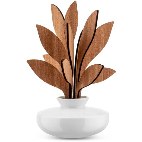 Alessi The Five Season MW64 2S W - Diffusore a Foglie per Ambiente in Porcellana, Foglie in Legno di Mogano, Bianco