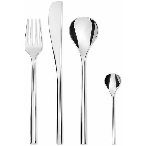 Alessi TI04S24 MU Servizio di Posate, Acciaio Inossidabile 18/11, Set di 24 Pezzi, 24 unità