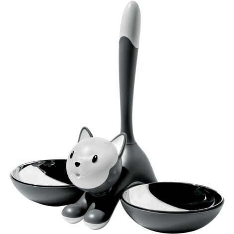Alessi Tigrito AMMI09 G Ciotola per Gatti Doppia, in Acciaio Inox, Grigio