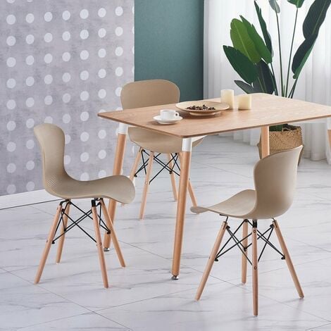 Alessia Halo Dining Table Set | Curved Back & Ribbed Chair | Retro Design | a Table with 4 Chairs | Oak Table & Vanilla Chairs