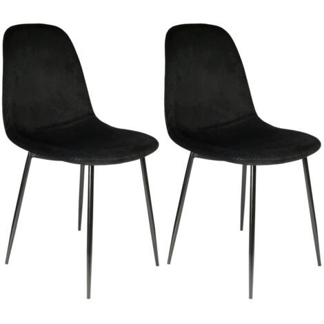 ALESSIA - Lot de 2 Chaises Velours Côtelé Noires