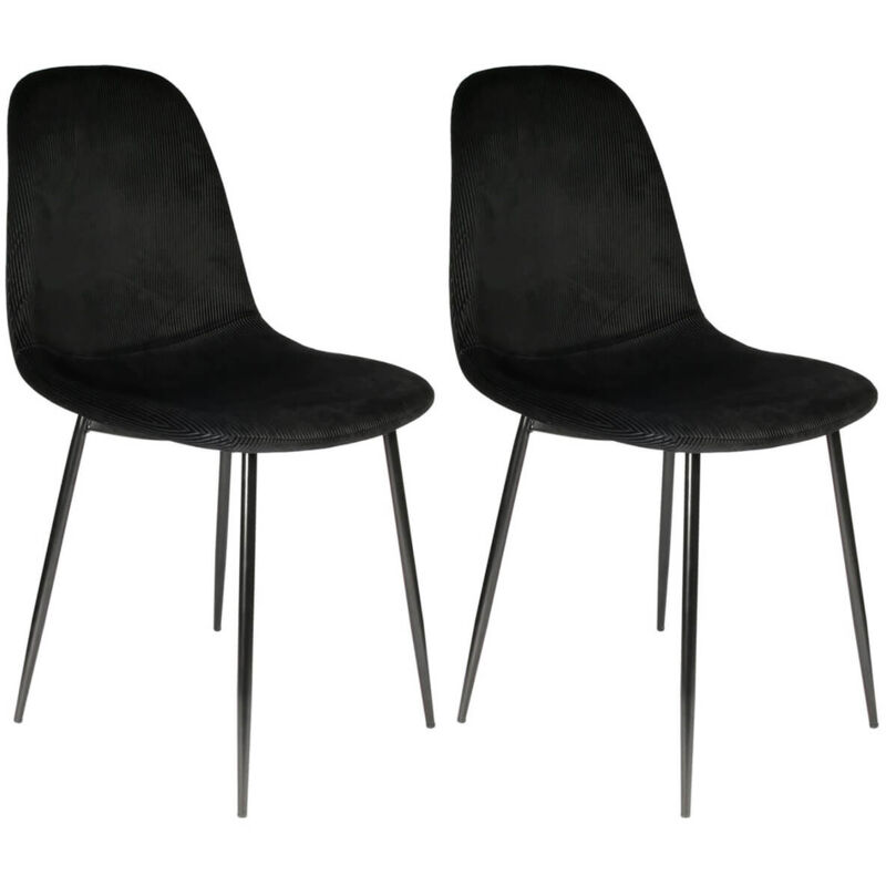 Altobuy - alessia - Lot de 2 Chaises Velours Côtelé Noires