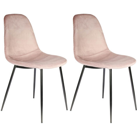 ALESSIA - Lot de 2 Chaises Velours Côtelé Roses