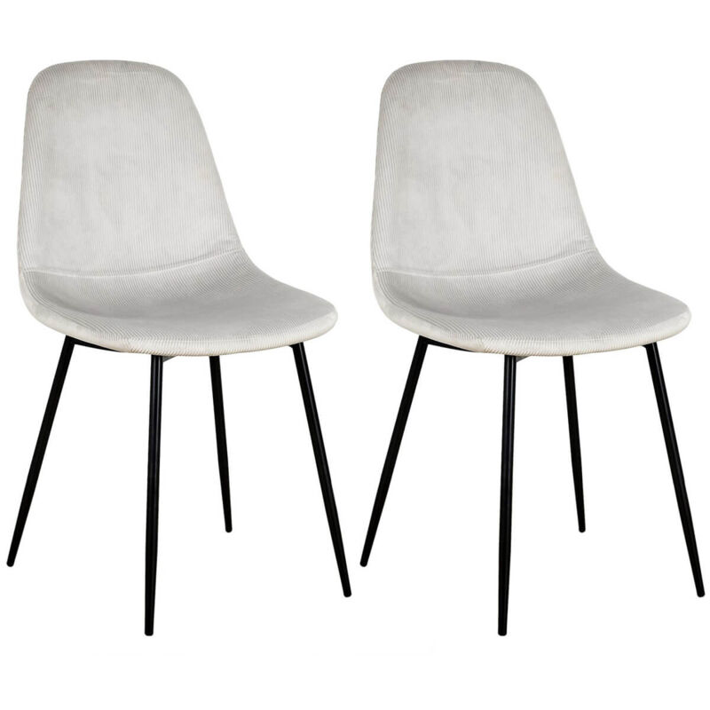 Altobuy - alessia - Lot de 2 Chaises Velours Côtelé Gris Clair