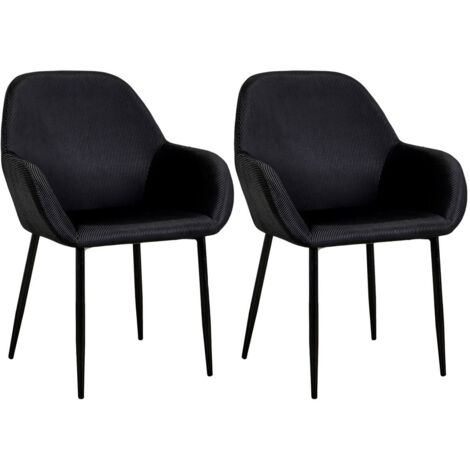 ALESSIA - Lot de 2 Fauteuils Velours Côtelé Noir