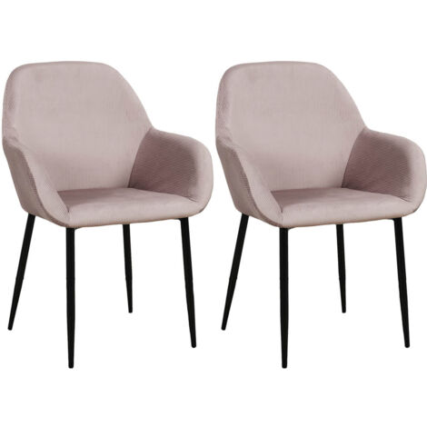 ALESSIA - Lot de 2 Fauteuils Velours Côtelé Rose