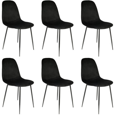 ALESSIA - Lot de 6 Chaises Velours Côtelé Noires