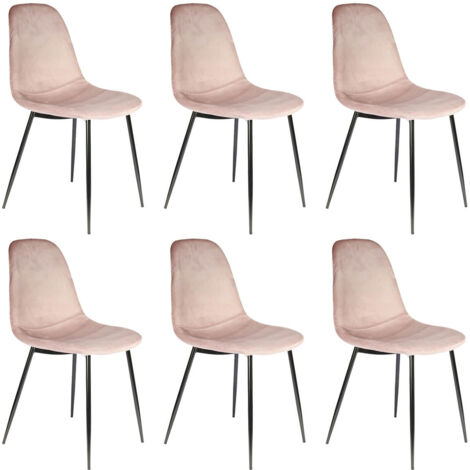 ALESSIA - Lot de 6 Chaises Velours Côtelé Roses