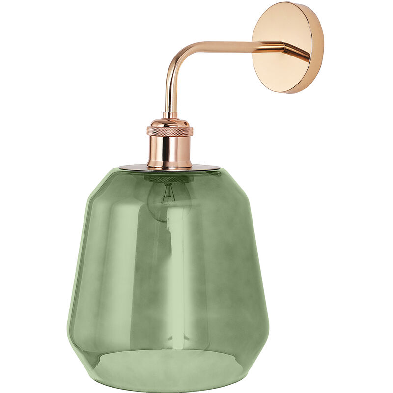 Image of Wall Lamp - Glass Shade - Alessia Green Glass, Metal - Green