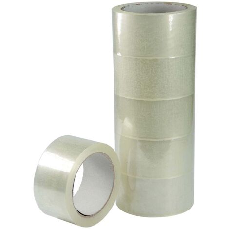 Alevar Nastro Adesivo Trasparente da Imballaggio, Formato 50 mm x 66 m, Silenzioso, Confezione da 6 Pezzi