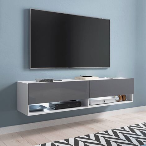 Pafos meuble tv 180 cm avec cheminée électrique, noir mat - Conforama