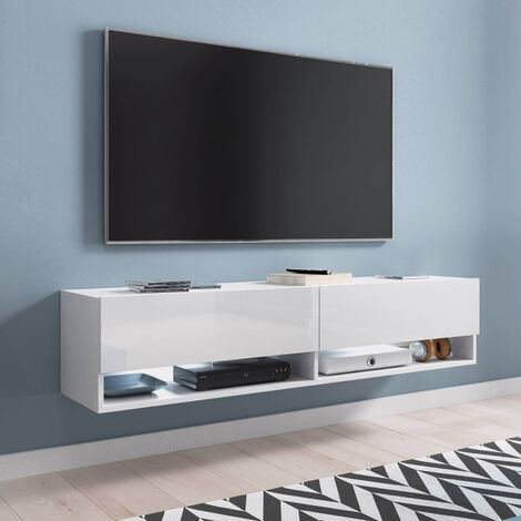 Pafos meuble tv 180 cm avec cheminée électrique, blanc mat - Conforama