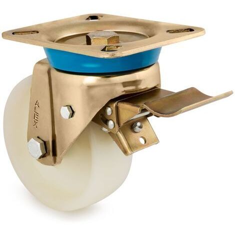 Alex TV TN-ruote bloccabili (nylon, diametro 125 mm, carico gravante 350 kg, colore: bianco