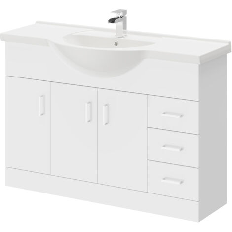 Alexander James Gloss White 1200mm Vanity Unit and Basin with 1 Tap Hole