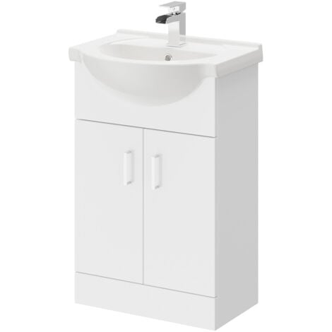 Alexander James Gloss White 550mm Vanity Unit and Basin with 1 Tap Hole