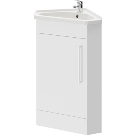 Alexander James Gloss White 580mm Corner Vanity Unit and Basin with 1 Tap Hole