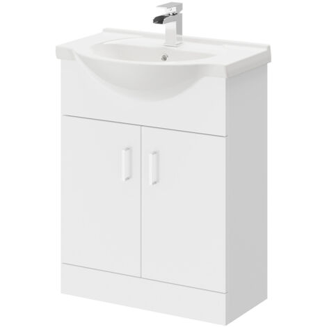 Alexander James Gloss White 650mm Vanity Unit and Basin with 1 Tap Hole