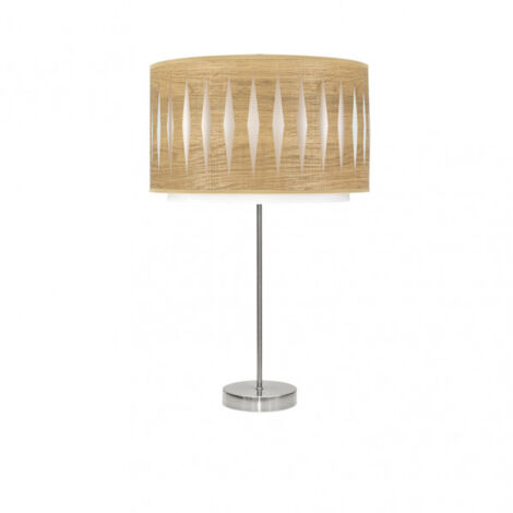 alexandra hohe tischleuchte 1xe27 nickel/helles holz 61x30x30 cm