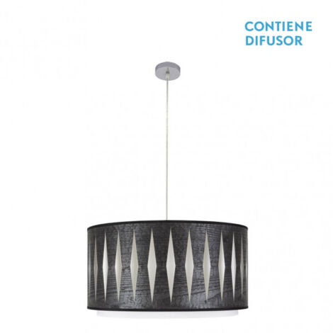 Alexandra Suspension 2xe27 Chrome/Bois Noir Regx50x50 cm