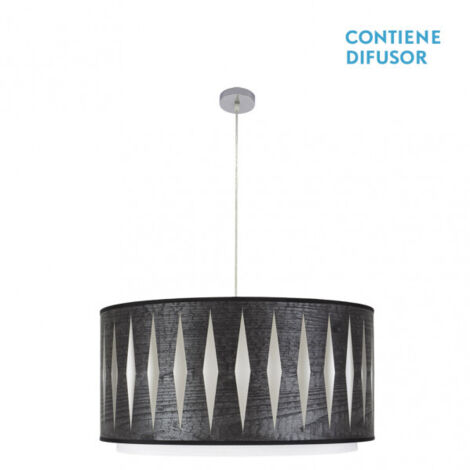 Alexandra Suspension 3xe27 Chrome/Bois Noir Regx60x60 cm