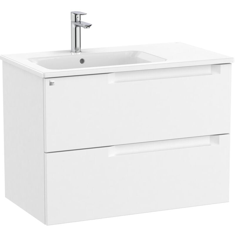 Roca - Pack meuble bas 2 tiroirs + lavabo aleyda Couleur : Bois Beige - Dimensions : 805x460x565 mm - Position du lavabo : Gauche
