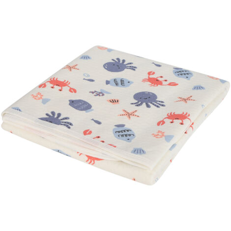 Alèze de table à langer 80x100 cm imperméable et lavable - Housse coton respirant avec motif marin