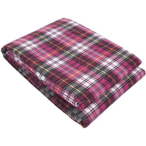Alèze d'incontinence lavable grande taille 60x90 cm, très absorbante, motif carreaux violet, pour lit médical ou usage domestique.