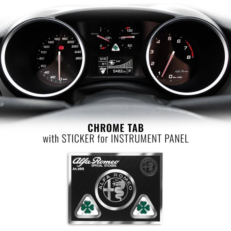 Alfa Romeo Adesivi Chrome Tabs Quadrifoglio per Quadro Strumenti
