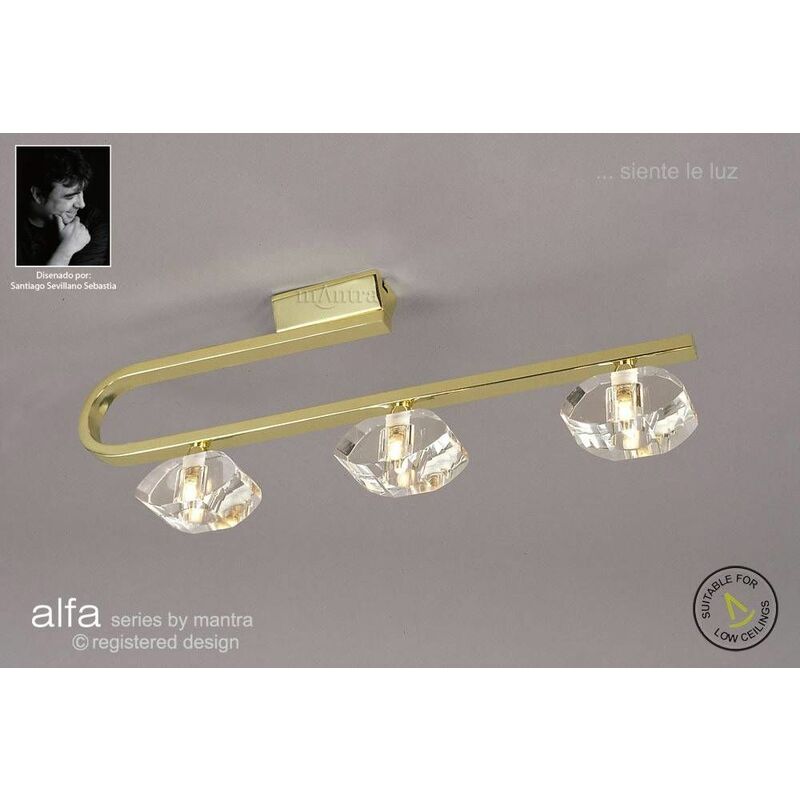 09diyas - Alfa spotlight bar 3 bulbs G9, polished brass