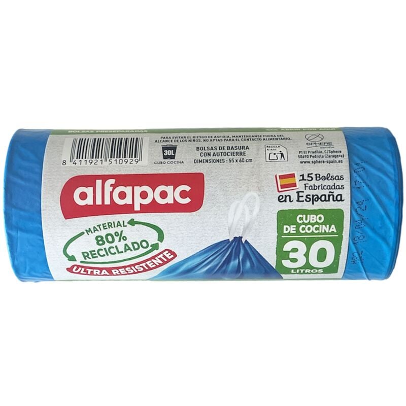 Alfapac - 10 rouleaux de 20 sacs poubelles biodégradables et compostables, 10L