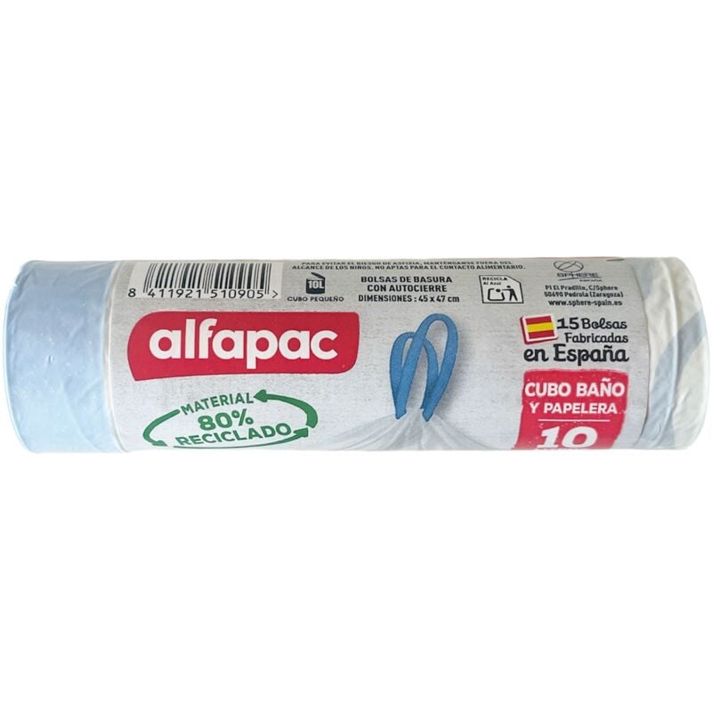 Alfapac - 3 rouleaux de 20 sacs poubelles auto-scellants, 30L