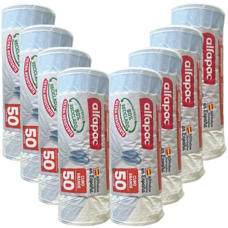 ALFAPAC 80% recyclé 10 rouleaux de 15 sacs poubelles auto-obturants "Antibactériens" 30L