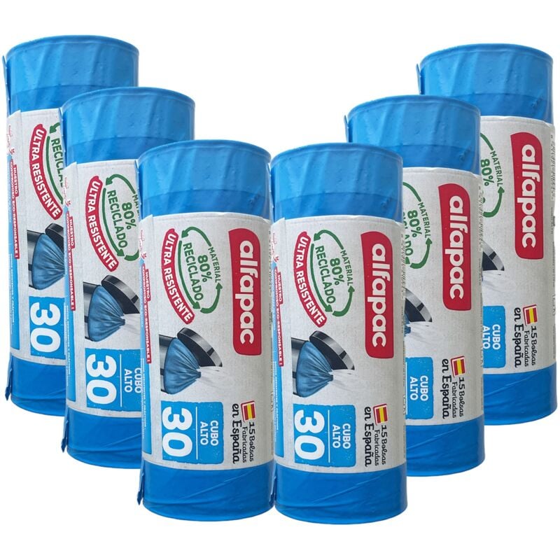 Alfapac - Pack de 20 rouleaux de 15 sacs poubelles auto-obturants 'Seau Haut', 30L