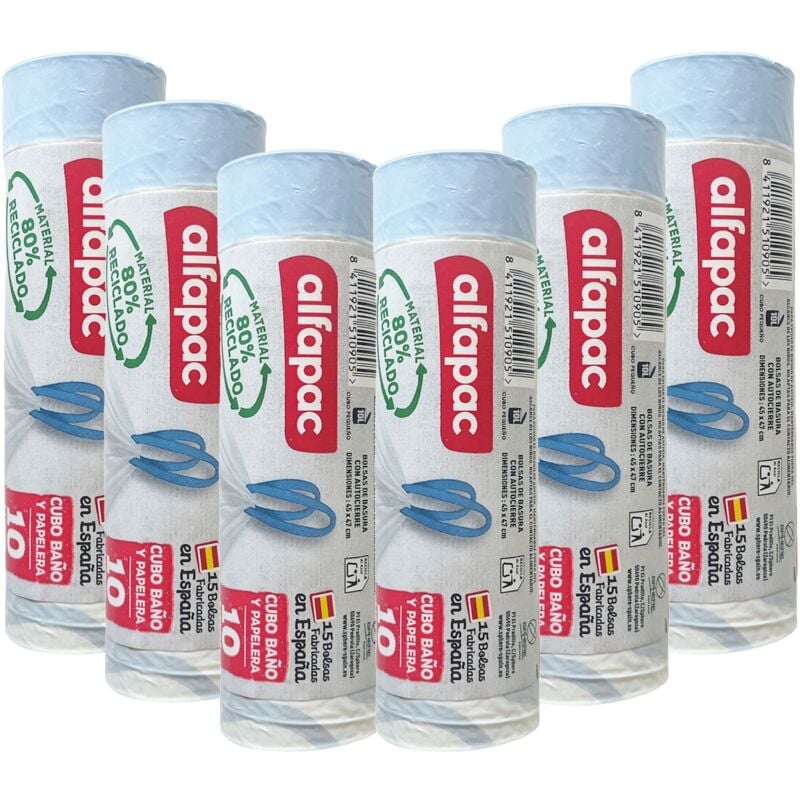 Alfapac - Pack de 60 rouleaux de 15 sacs poubelles refermables 'High Bucket', 30L