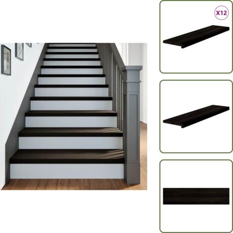 Alféizar de ventana - vidaXL Peldaños de escalera 12 uds madera maciza roble marrón oscuro - Madera maciza