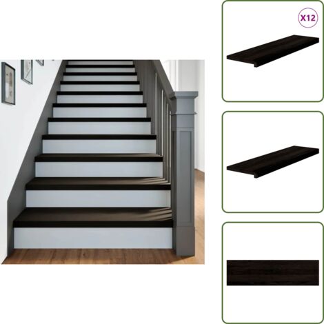 Alféizar de ventana - vidaXL Peldaños de escalera 12 uds madera maciza roble marrón oscuro - Madera maciza