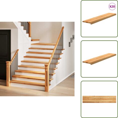 Alféizar de ventana - vidaXL Peldaños de escalera 2 uds madera maciza roble marrón claro - Madera maciza