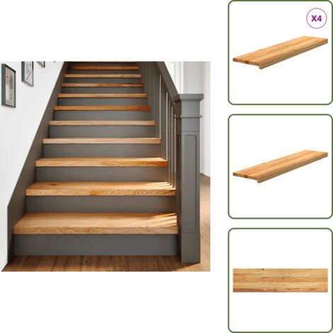 Alféizar de ventana - vidaXL Peldaños de escalera 4 uds madera maciza roble marrón claro - Muebles de roble