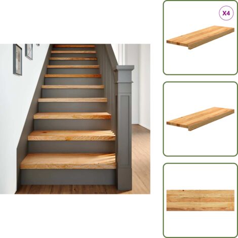 Alféizar de ventana - vidaXL Peldaños de escalera 4 uds madera maciza roble marrón claro - Muebles de roble