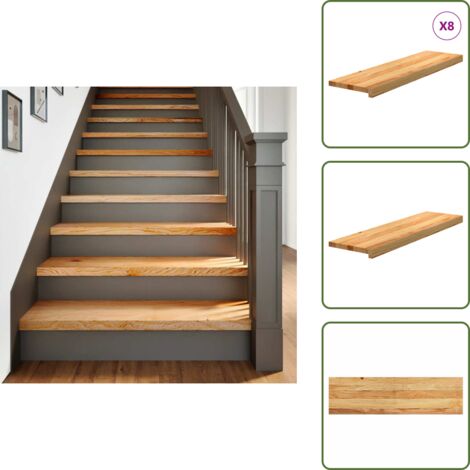 Alféizar de ventana - vidaXL Peldaños de escalera 8 uds madera maciza roble marrón claro - Madera maciza