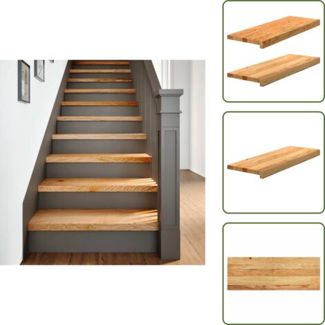 Alféizares - vidaXL Peldaños de escalera 2 uds madera maciza roble marrón claro - Muebles de roble